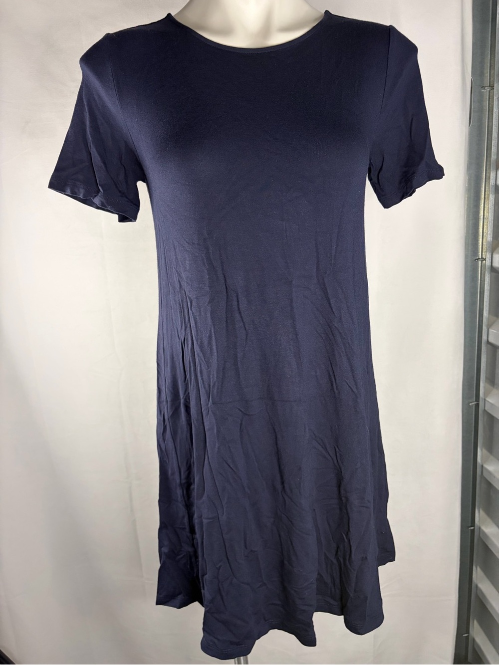 LOFT Navy Short Sleeve A-Line Tunic Dress